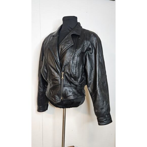 vintage Leather Bomber Jacket Black Previously Owned By Ohio Guitarist‎ Musician - Picture 8 of 16